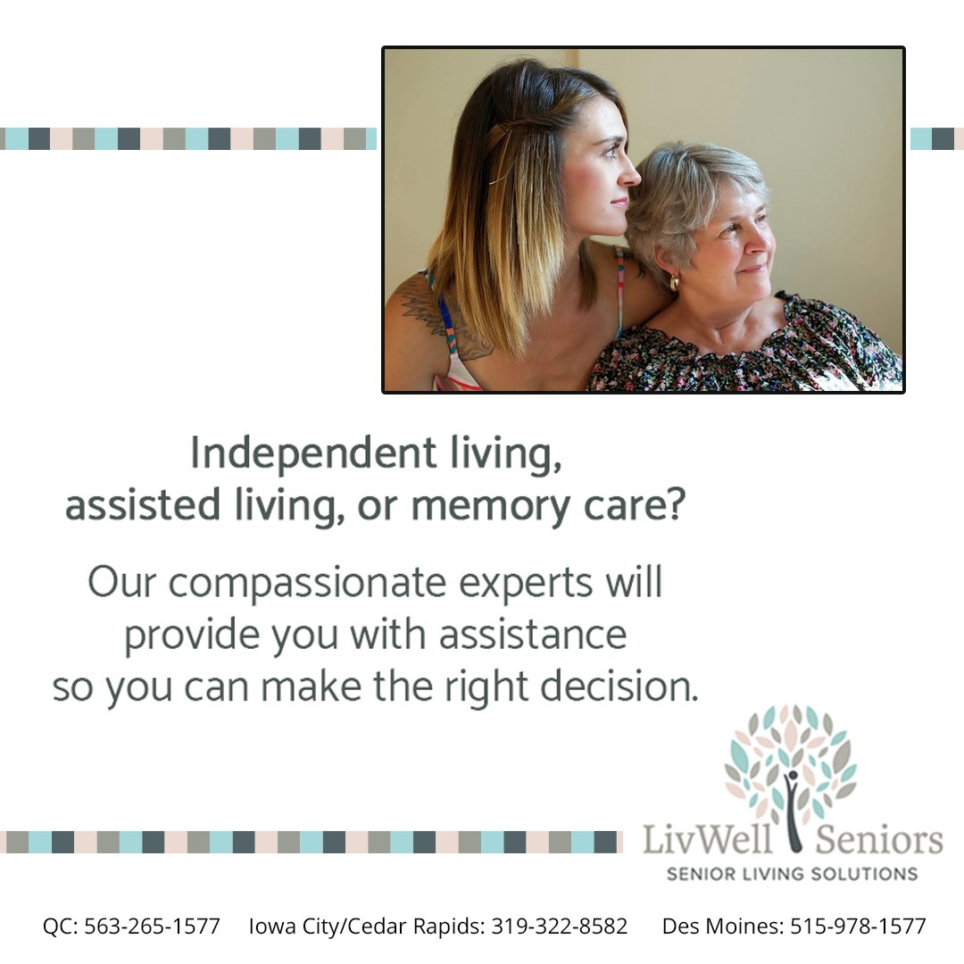 LivWellSeniors's tweet image. We are here for you, #seniorsolutions anytime, 563-265-1577