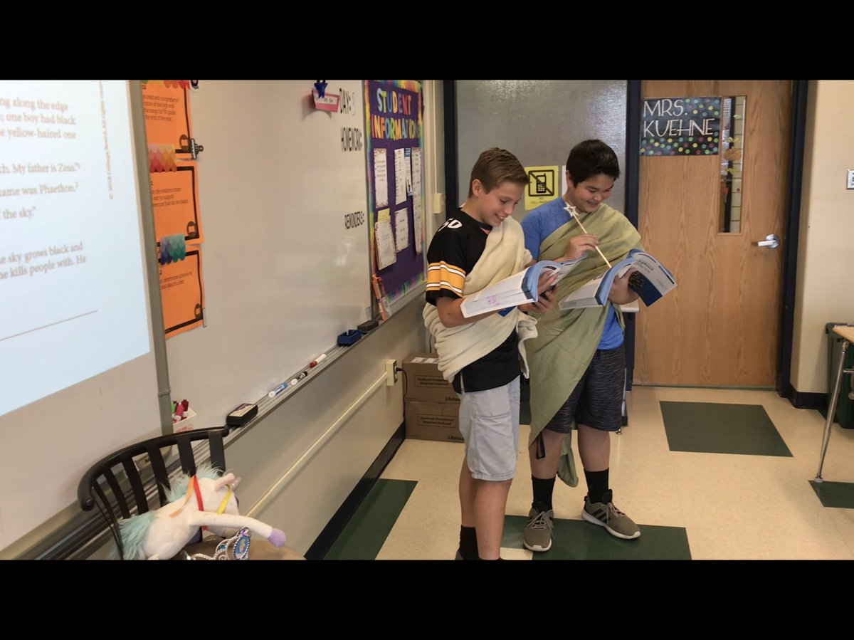 SKuehneJSMS's tweet photo. Today in ELA we had fun acting out our first read of the myth “Phaethon.”  😊 #JSAMSComeAlive  #7thGradeELA https://t.co/FFMCa6MZbZ