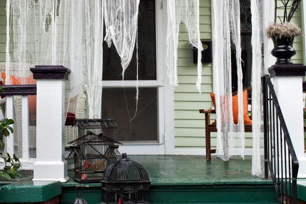 Need some easy #ideas to help with the #Halloween Decor this year? Here's a quick and easy way to create a big #scary presence... Buy a few yards of cheese cloth or Gauze from your local craft store or online and hang strips, fraying &amp; cutting holes in it... A #Fun and easy #DIY!