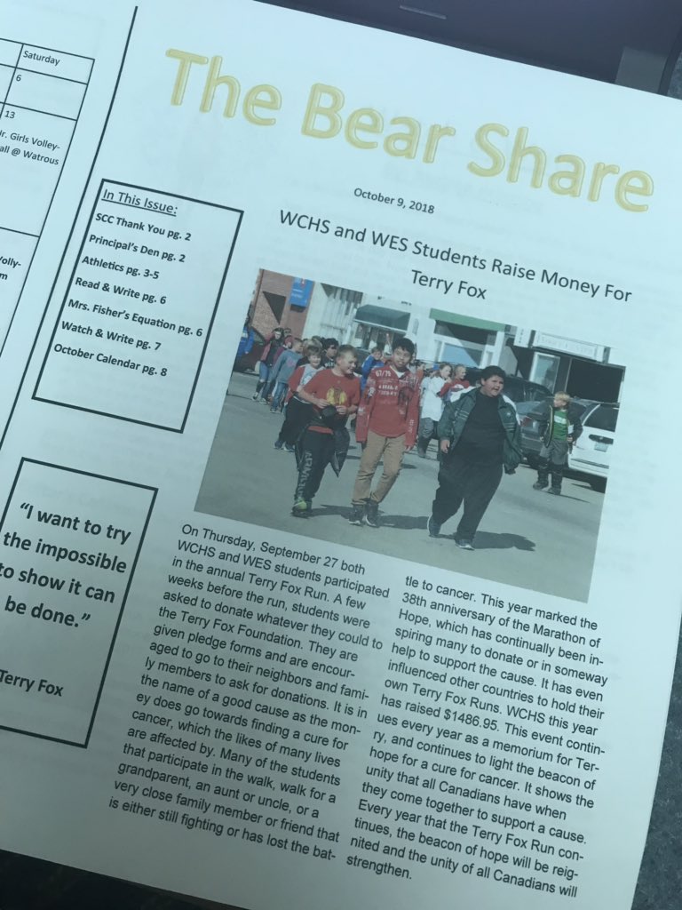 tljordan's tweet photo. The newest edition of the @wchsbears school newspaper is fresh off the printer today! Check it out in a classroom or library near you!! #wchsreads #wynhigh #bearforlife #journalismstudies20 https://t.co/Z0bV9omxcD