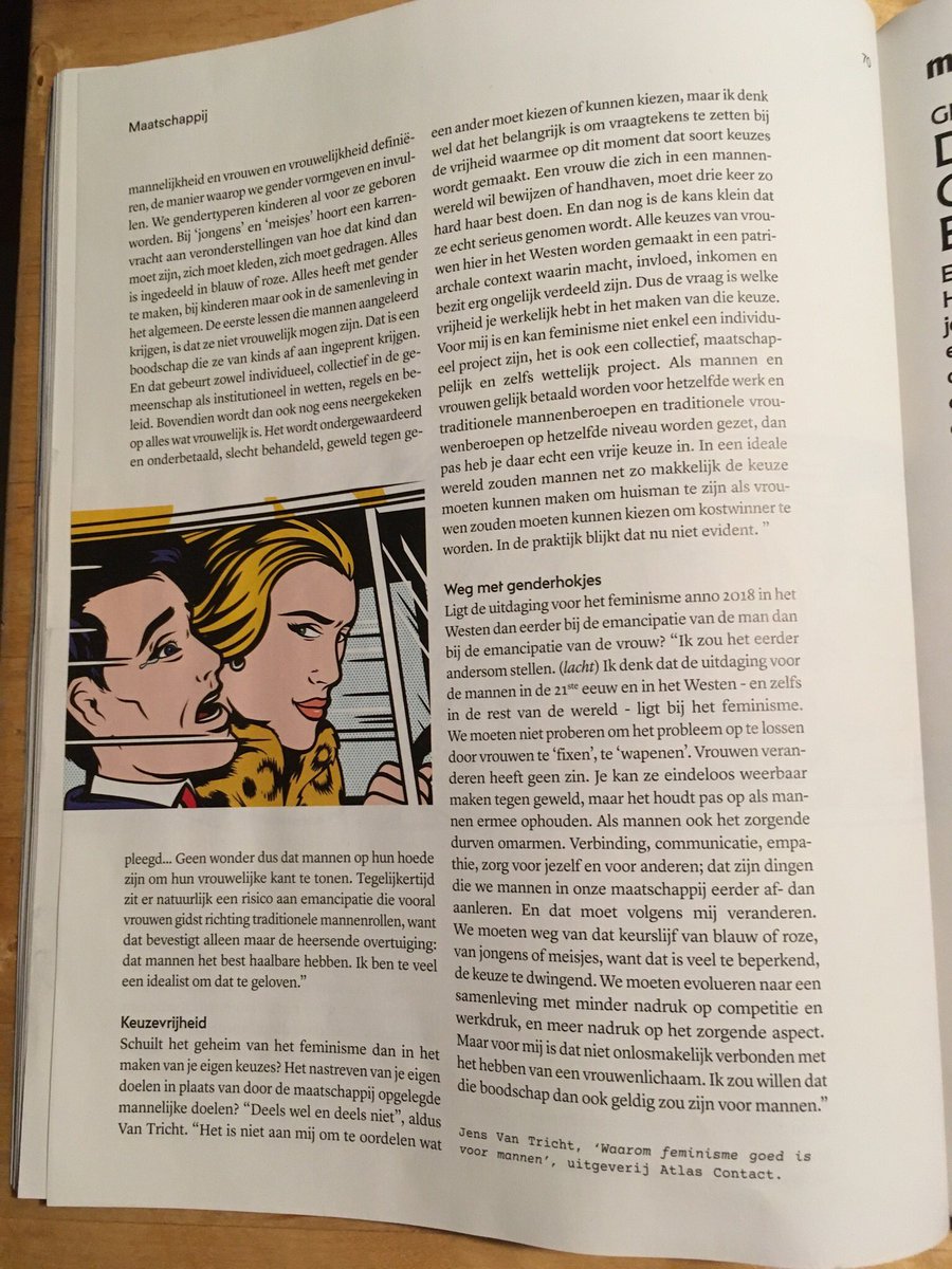 jensvantricht's tweet photo. In @MarieClaireBelg: Is feminisme anno 2018 een mannenzaak? #ovhp @emancipator_nl https://t.co/jyRe1CI7mb