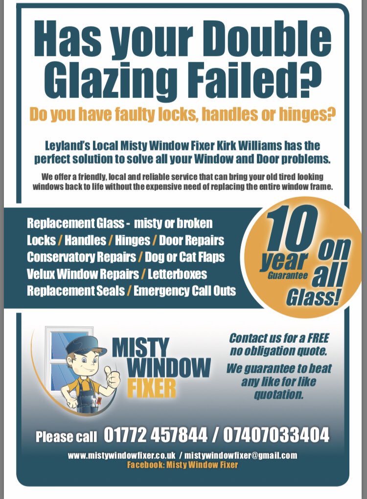 Replacing your Failed Double Glazing in the Lancashire , we also do locks, handles and hinges. Call 01772 457844 for a Free No Obligation Quote 👍#mistywindowfixer
