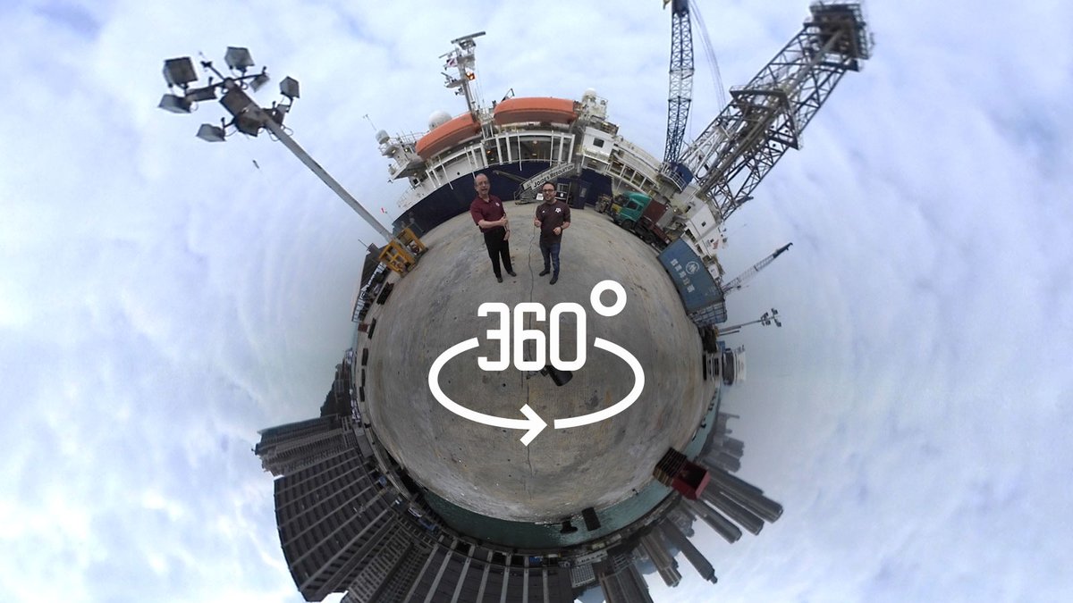 photo from the 360 video of the IODP with people on it