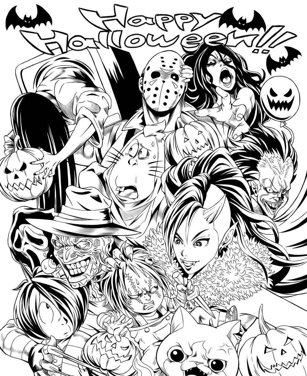 ハロウィン?
線画。

#ハロウィン #イラスト #絵 #キャラクター #絵描き #illust  #mangaart #Illustrations 