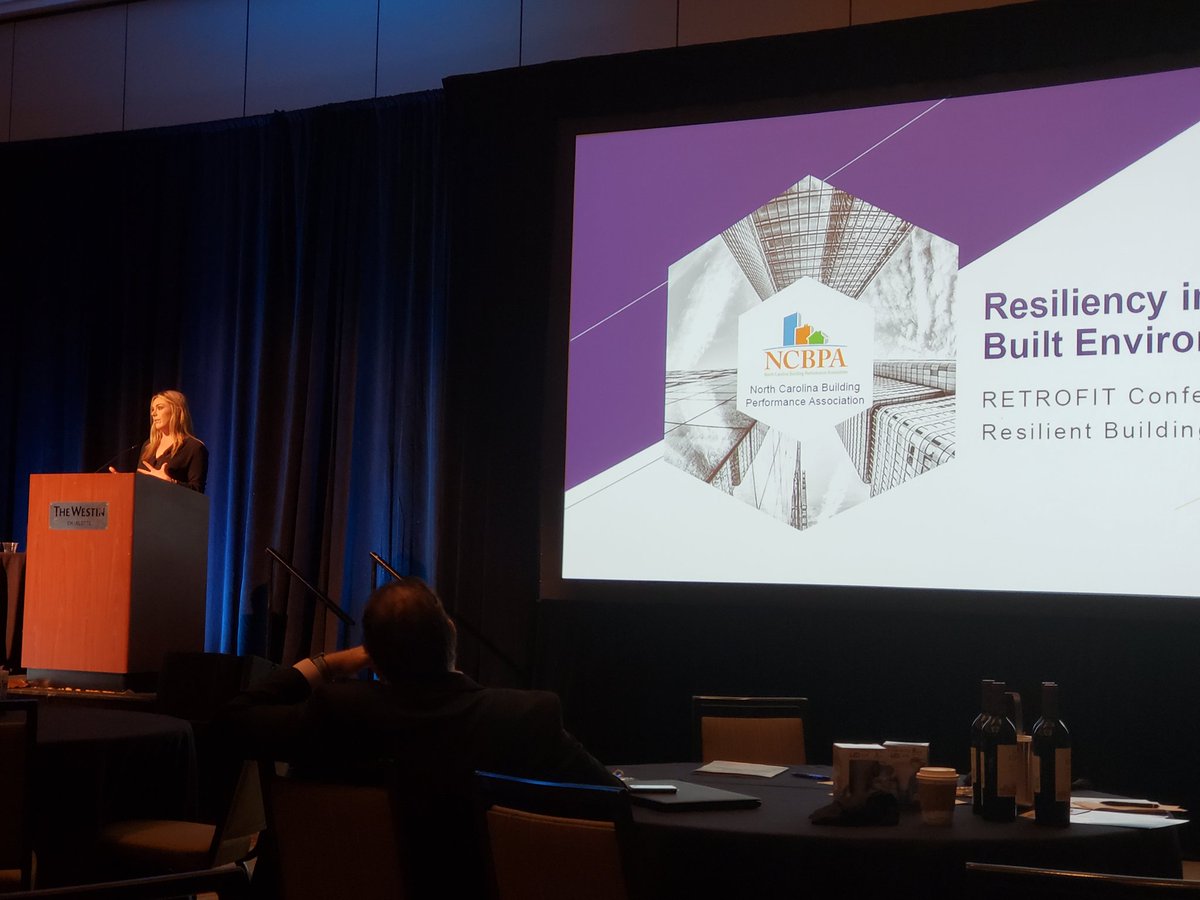 NCBuildings's tweet photo. Great job by NCBPA members and staff presenting on high performance and resilient building retrofits at the @RetrofitMag conference in Charlotte today! #thatsbuildingperformance https://t.co/w0EJS0OkqI