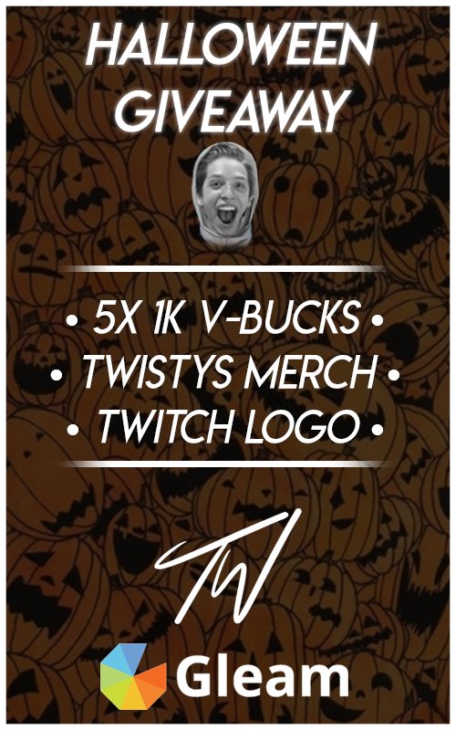twistysCS's tweet photo. 🎃HUGE Halloween GIVEAWAY 👻
1️⃣5 X 1K V-BUCKS
2️⃣TWISTYS MERCH GIVEAWAY : https://t.co/3E7t6CVwd6
3️⃣LOGO FOR TWITCH (CREATED BY @GabrielDQuinzio)
➡️PARTICIPATE : https://t.co/MthjVKHTL8 

🔄RETWEET
💙FOLLOW @BOLD_twistys 
🔖TAG 2 FRIENDS

🕸️Le giveaway se termine le 31 octobre🕸️ https://t.co/VLvFvYCPLB