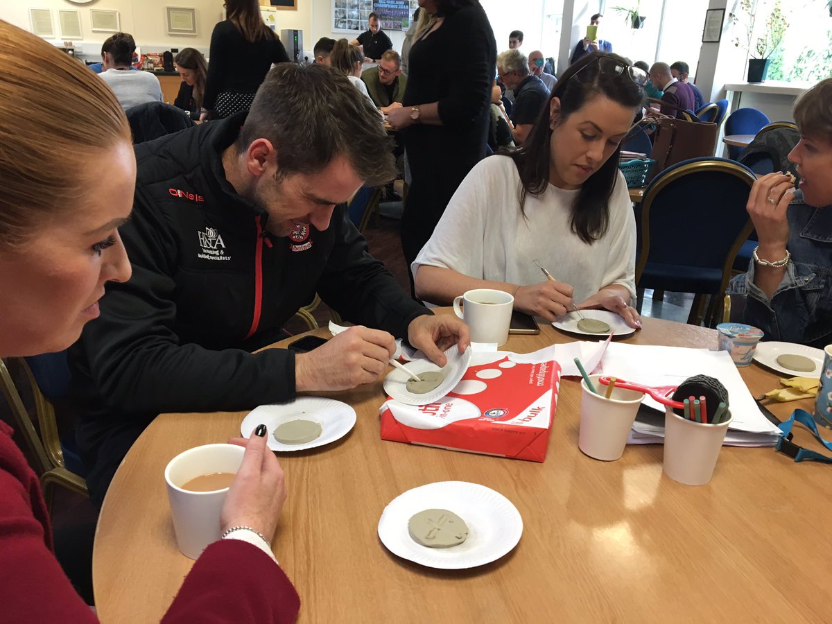 We had fun at break time today with the staff creating a ceramic tile to contribute to the spectrum project! #familyspirit #createeverywhere @moylepark