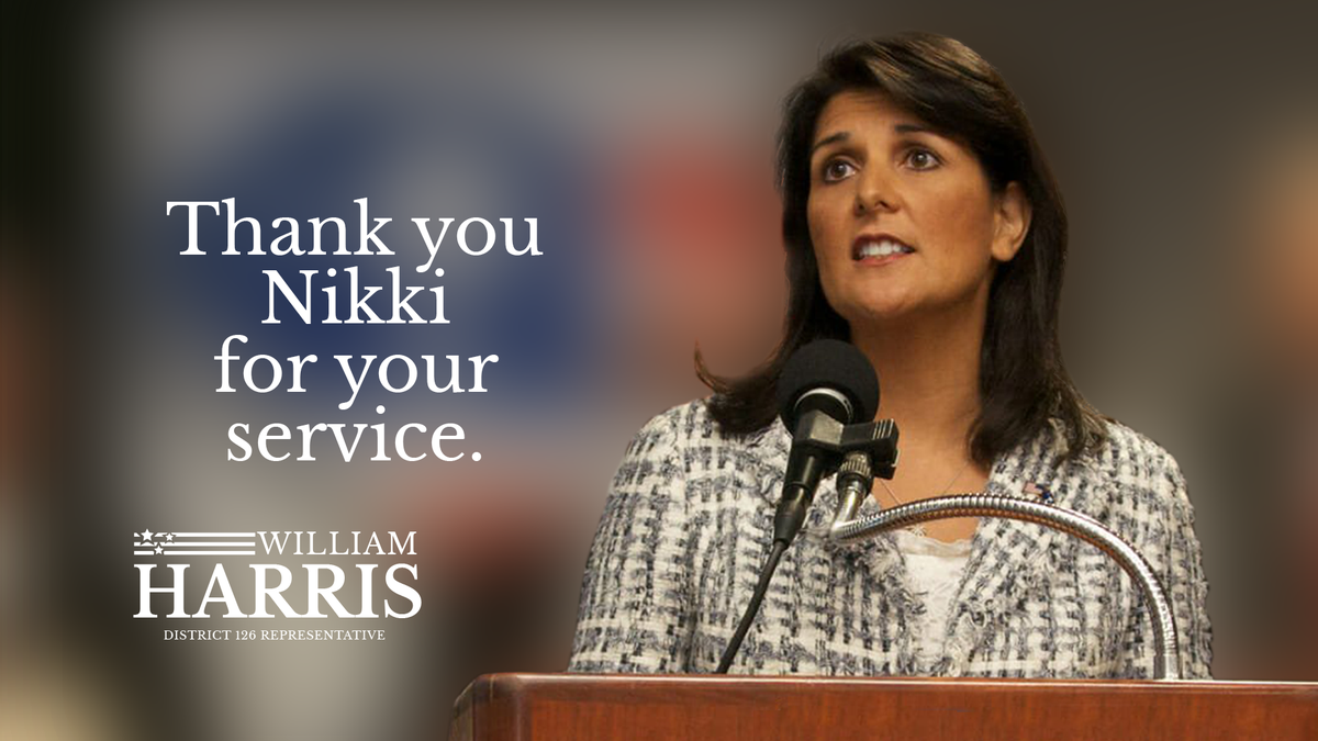 ElectWHarris's tweet photo. Thank you Ambassador Nikki Haley for your service. Our prayers are with you, may God bless you and your family. https://t.co/EZAA7ckQlH