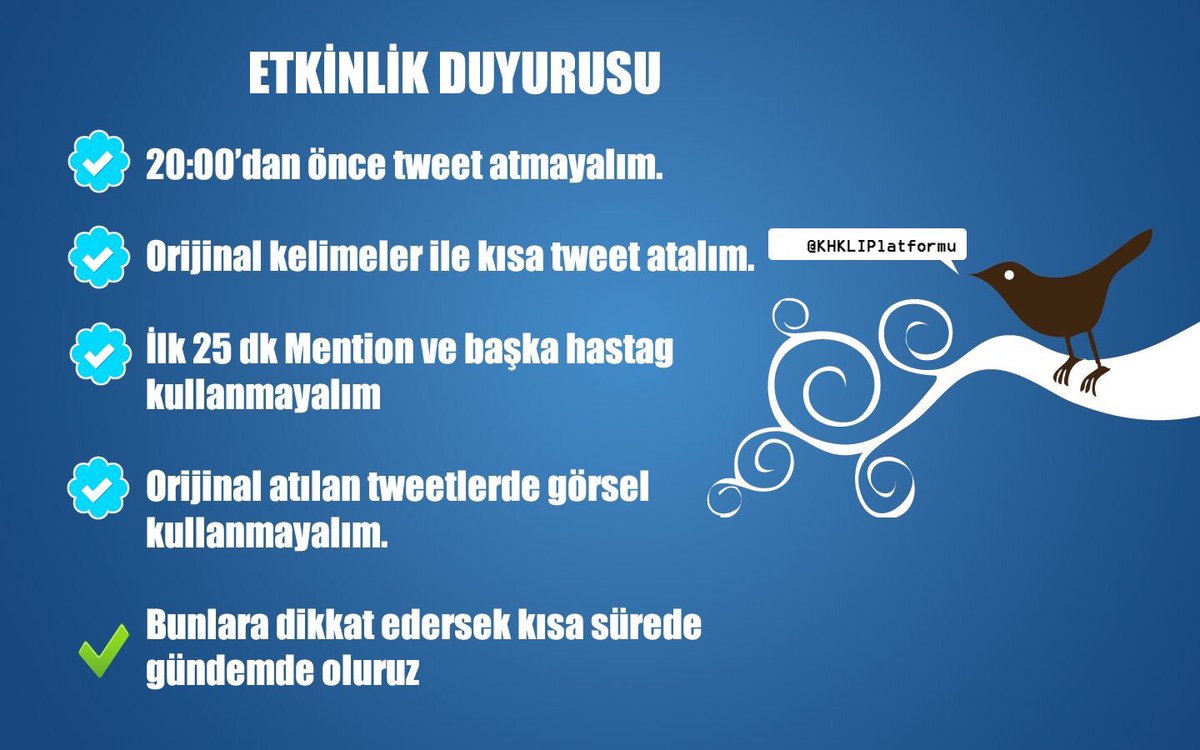 Saat 20:00' da başlıyoruz.  

Tag 👇👇👇

Khklı HerYerde

Katılım ve desteğiniz için teşekkürler..