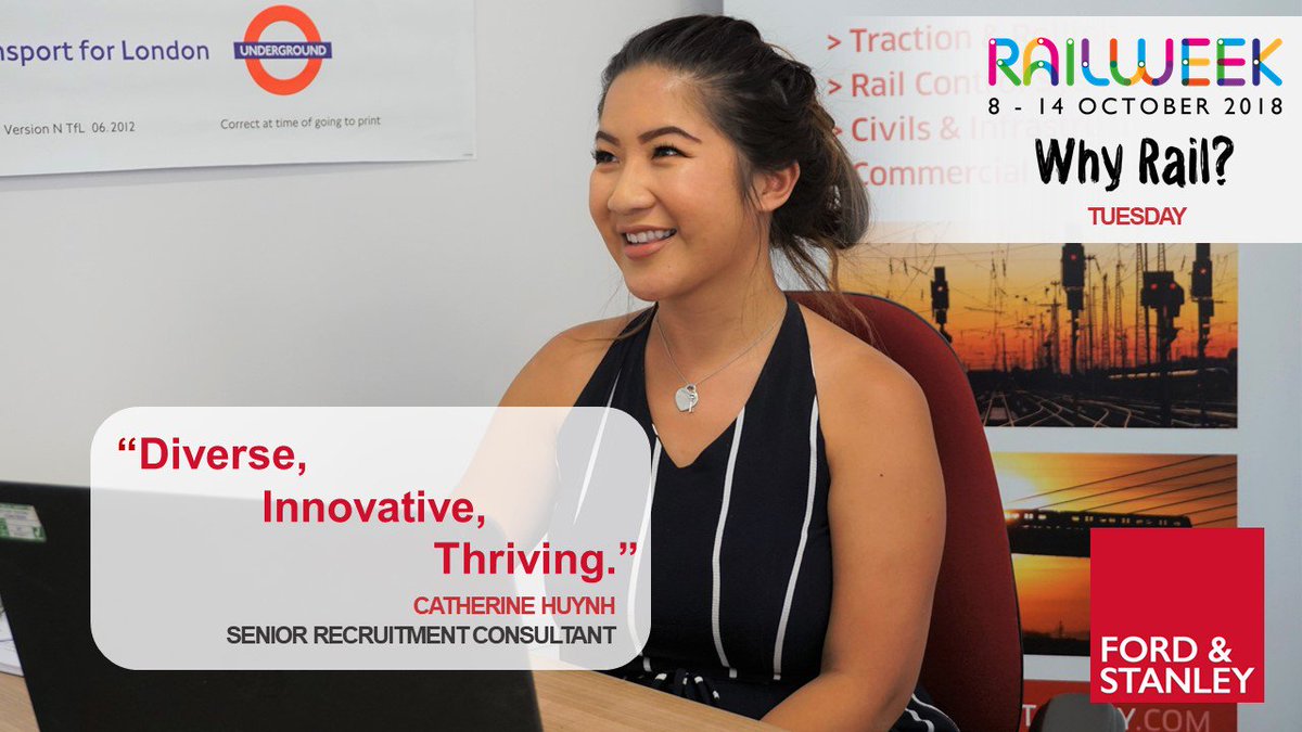 fordandstanley's tweet photo. Day 2⃣ of #WhyRail !! Senior Recruitment Consultant, Catherine Huynh describes the Rail sector in 3 words... "Diverse, Innovative, Thriving".
What words would you use?
#RailWeek2018 https://t.co/9YbHp42vXv