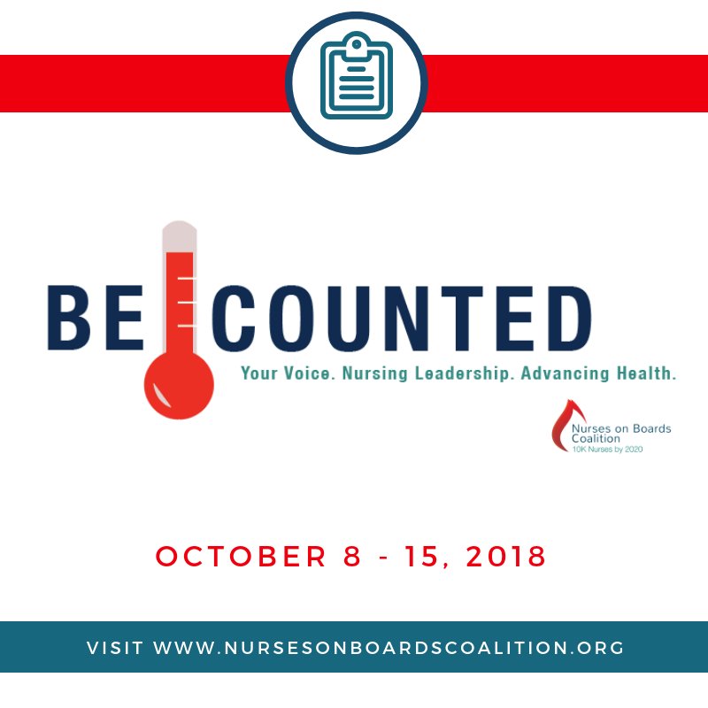 NursesonBoards's tweet photo. @NursesonBoards working to build a culture of health one community at a time. Join us in our efforts to have nurses "Be Counted" - log your board service today! https://t.co/sHE5TF6v77 #RNsBeCounted #10Kby2020 https://t.co/qa7SGW8YBP