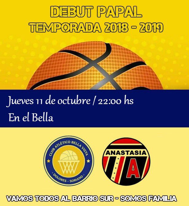 El jueves 22hs comienza la temporada 2018-2019 y recibimos a <a href="/BasketAnastasia/">Anastasia_Oficial</a> . Vamo el Bella 💪🏼🏀
