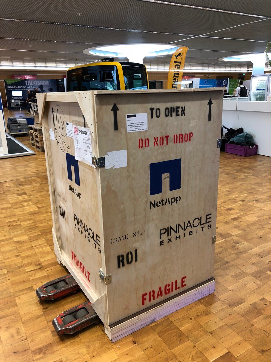 NetAppEMEA's tweet photo. Unpacking the #ONTAP #AI rack at #GTC18! You won't want to miss it - make sure to visit us at at booth P.09 tomorrow 😁 https://t.co/yM8lVS0D2P
