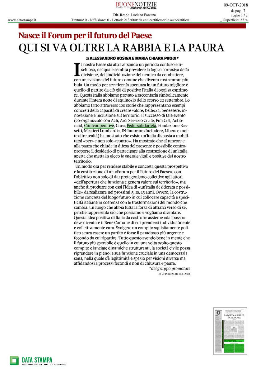 Confcooperativ1's tweet photo. Noi che siamo "per" e non "contro". Costruttori e impollinatori di #fiducia via @CorriereBN @Confcooperativ1 @FedSolidarieta @EliSoglio @st_granata @FiaschiClaudia @GaeMancini @gius_bruno @gsipalermo @diSomma_C @fabioladiloreto @Marco_Ventu @AleRosina68 @forumterzosett @coop4job https://t.co/QSQ8YC8Tlu