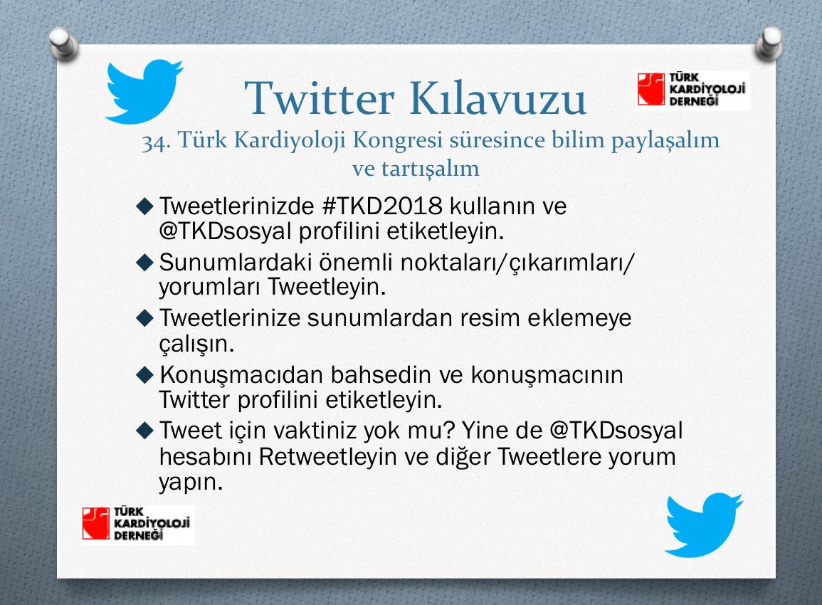 TKDsosyal's tweet photo. Let's share and discuss the science on Twitter during the 34th Turkish Cardiology Congress.
#Twitterguidelines #TKD2018 https://t.co/bBxgC9jYIi