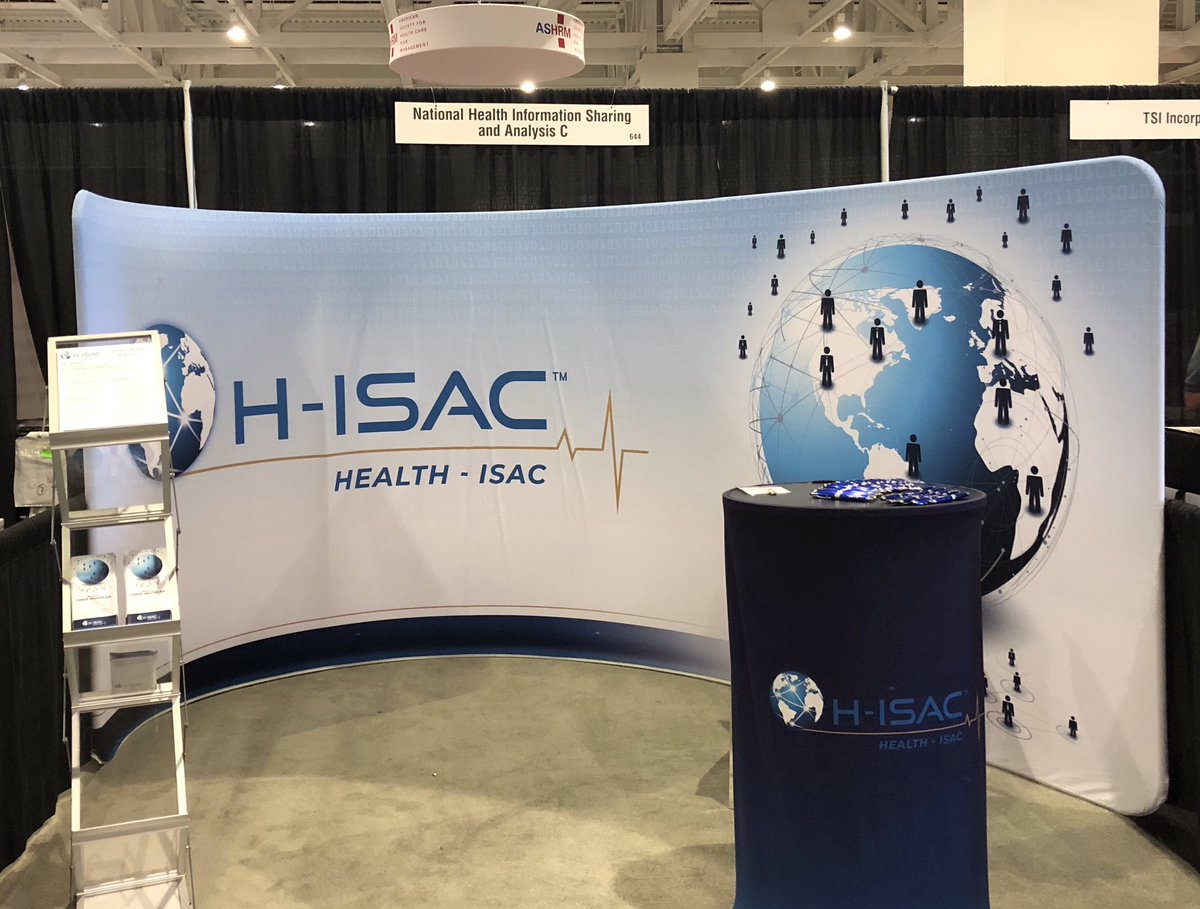 HealthISAC's tweet photo. Great entertainment and speakers at #ASHRM2018. Come by booth 644 to hear how Health-ISAC connects over 1,100 cybersecurity analysts to share real-time cyber and physical threat intel on a secure chat platform #HealthTech #healthIT #preparedness #healthcare https://t.co/Cbvks2YTyc