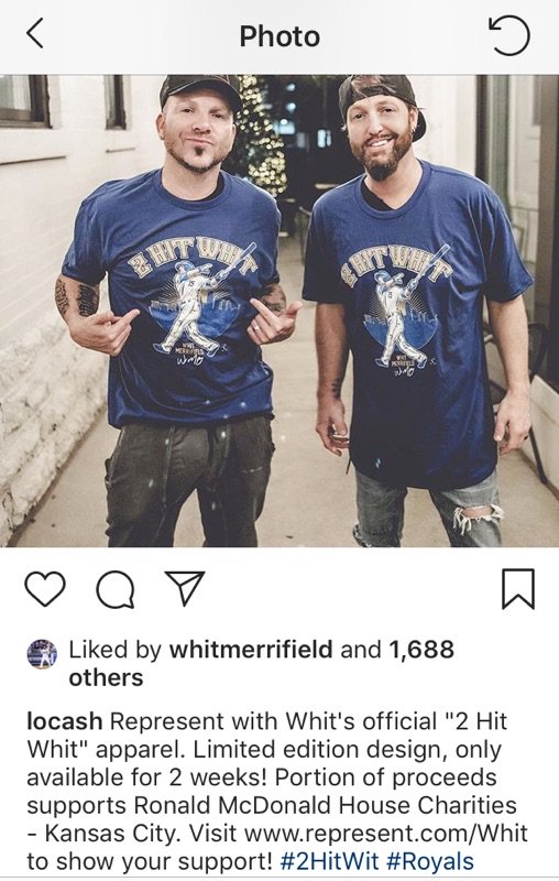 WSM_Baseball's tweet image. Thanks to @LOCASHmusic for helping @WhitMerrifield in supporting @rmhckc by purchasing #2HitWhit apparel from @Represent! 2 days left to buy! Represent.com/Whit @royalscharities @Royals #Royals #TWCFamily