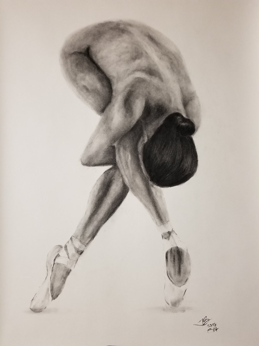 Mozzafiato, Charcoal on paper 18 × 24. Hope you connect. #ballet #dancer #movement