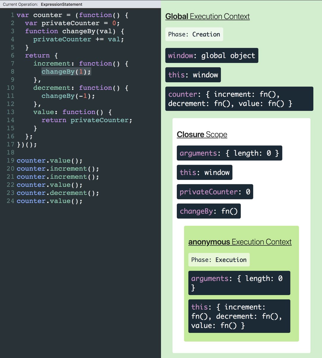 tylermcginnis's tweet image. 🎉 Introducing JavaScript Visualizer - A tool for visualizing Execution Context, Hoisting, Closures, and Scopes in JavaScript.
tylermcginnis.com/javascript-vis…