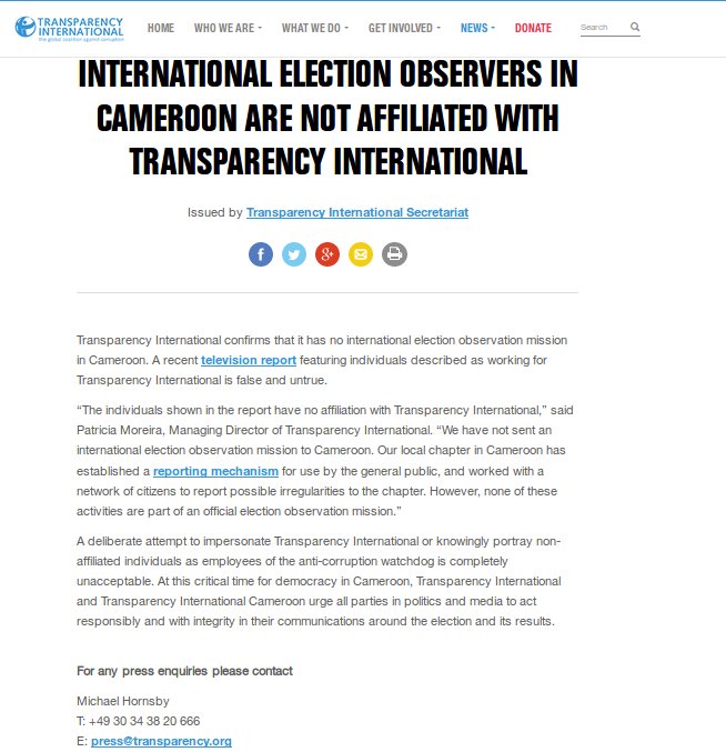 Survie's tweet photo. Au #Cameroun, le régime s'offre les services d'une journaliste israélienne du @Jerusalem_Post, @NuritGrg, et de figurants pour jouer la délégation d'observateurs électoraux bienveillants... au nom de Transparency International, qui a démenti avec vigueur
https://t.co/EJ5WLjIW8h https://t.co/Qh4K9MmQj2