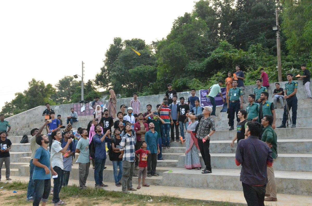 camsust's tweet photo. @CAMSUST is Celebrating @WorldSpaceWeek in Sylhet at SUST by organizing a "Paper Plane Competition". "Prof. Dr. Yeasmin Haque" madam was our chief Guest & "Prof. Dr. Zafar Iqbal" sir was our Special guest on that program.
#WSW2018
#CAM_SUST
#PaperPlaneCompetition https://t.co/0aj7JYVBFC