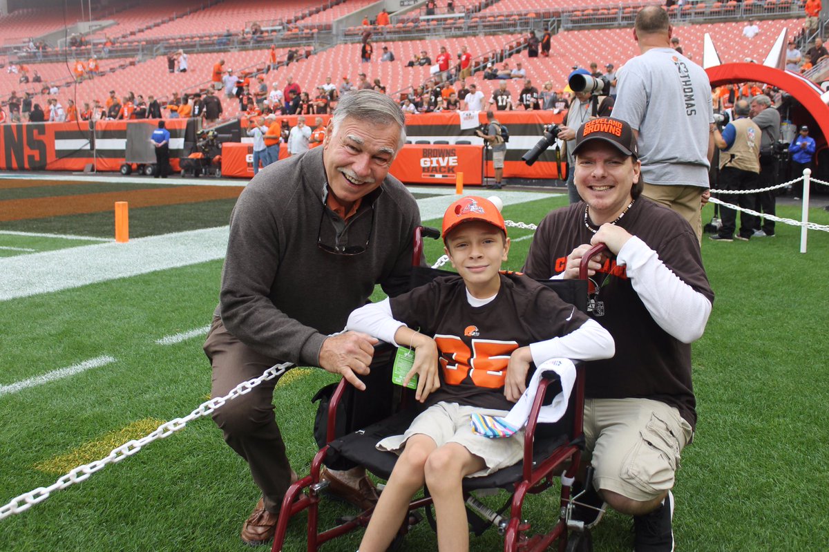 BrownsGiveBack's tweet photo. Our friend Dylan had a special day at Sunday’s game! 

Dylan got to see a big win by his favorite team! 🎉🙌 #give10 #Browns https://t.co/jxGxAiB0lp