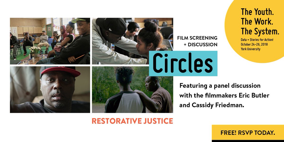 REXforYouth's tweet photo. Get your tickets for a screening + discussion of 'Circles' at #KtA2018!
This riveting + intimate documentary follows #EricButler, a pioneer of restorative justice work with youth.
Register today- it's FREE! https://t.co/In5yjMIYZ7 #ONyouth https://t.co/QkH5JkS8jq
