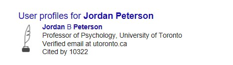 Dr. Katja Thieme 👀 @kthieme@mastodon.social on Twitter: "Here's # JordanPeterson's citation count on Google Scholar. Keep in mind of the many publications to his name, only a tiny number are single-authored, and