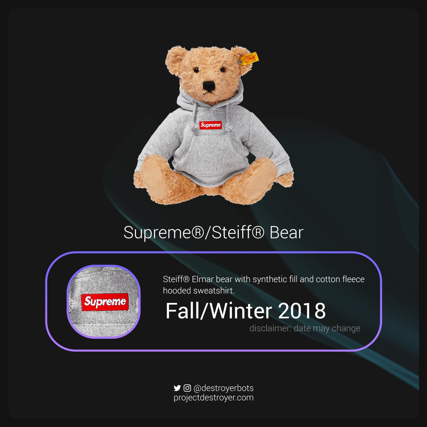 supreme x steiff teddy bear