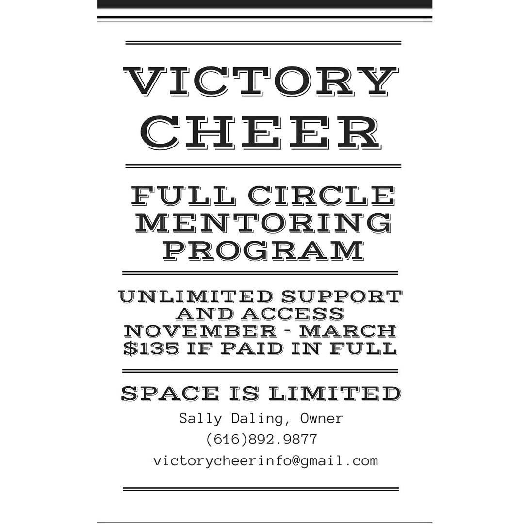 Victory_Vipers's tweet photo. Coaches: take advantage of the Victory Cheer Full Circle Mentoring Program! Contact Sally Daling for more information and to sign up! •phone: (616) 892-9877 
•email: victorycheerinfo@gmail.com https://t.co/UoWGNTy3Pu