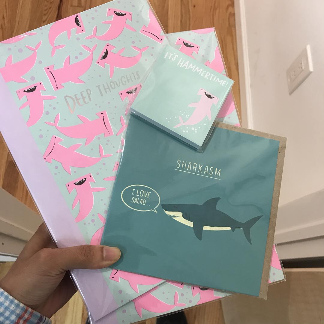 YoursTrulyBklyn's tweet photo. Oh, the shark babe, has such teeth, dear... hehe. Sharky snarky writing materials. #sharkasm #snarkshark #stationery #comingsoon https://t.co/tuAnepmfaz