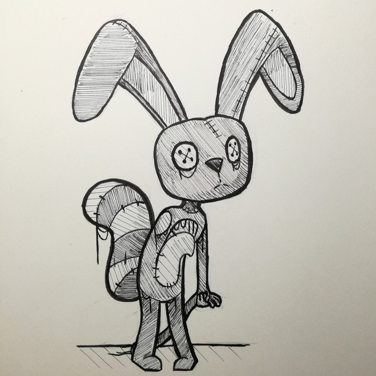Rocki on X: For the 9th day of #Inktober I drew @KaseyTheGolden 's Hatch  as a creppy bunny plush #Inktober2018 #sketchbook #sketch #creppy #bunny   / X