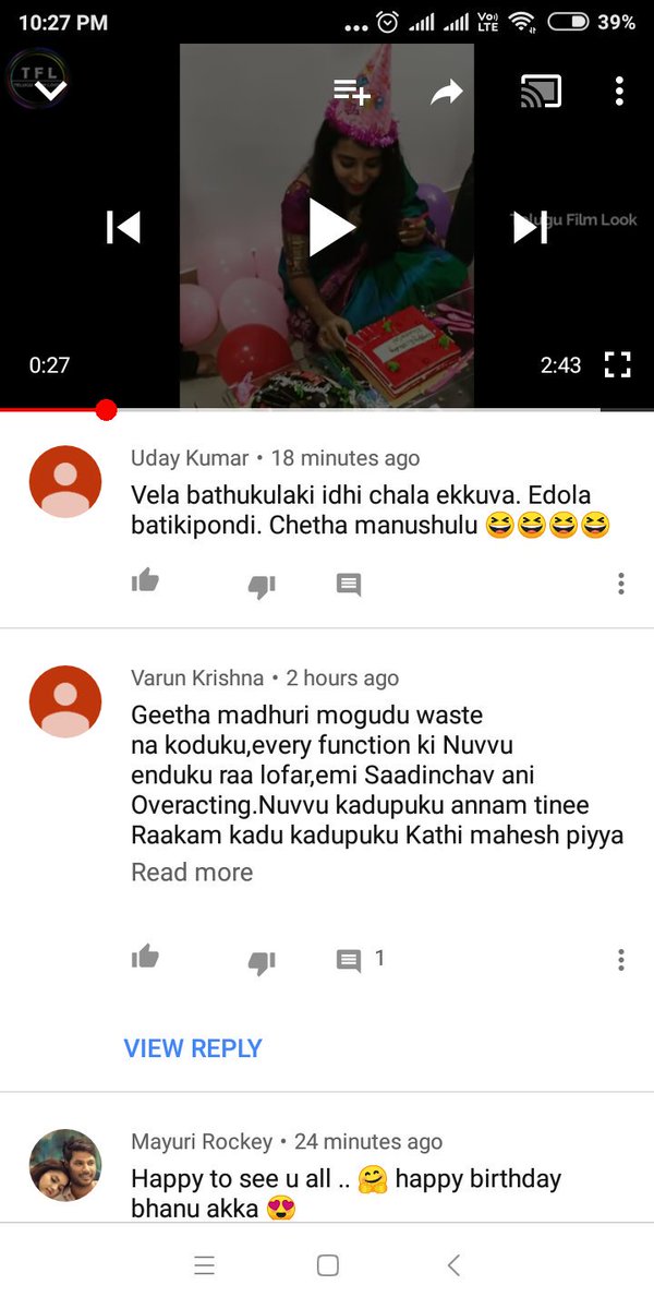 _SaiSaid_'s tweet photo. @hiranmayeeusha @Tummala42 @openheartwith @stutterturtle Adding to the above reply Karmy atrocities ,Just look at these comments on Bhanu birthday celebration video in YouTube. https://t.co/obiyb3c8uJ