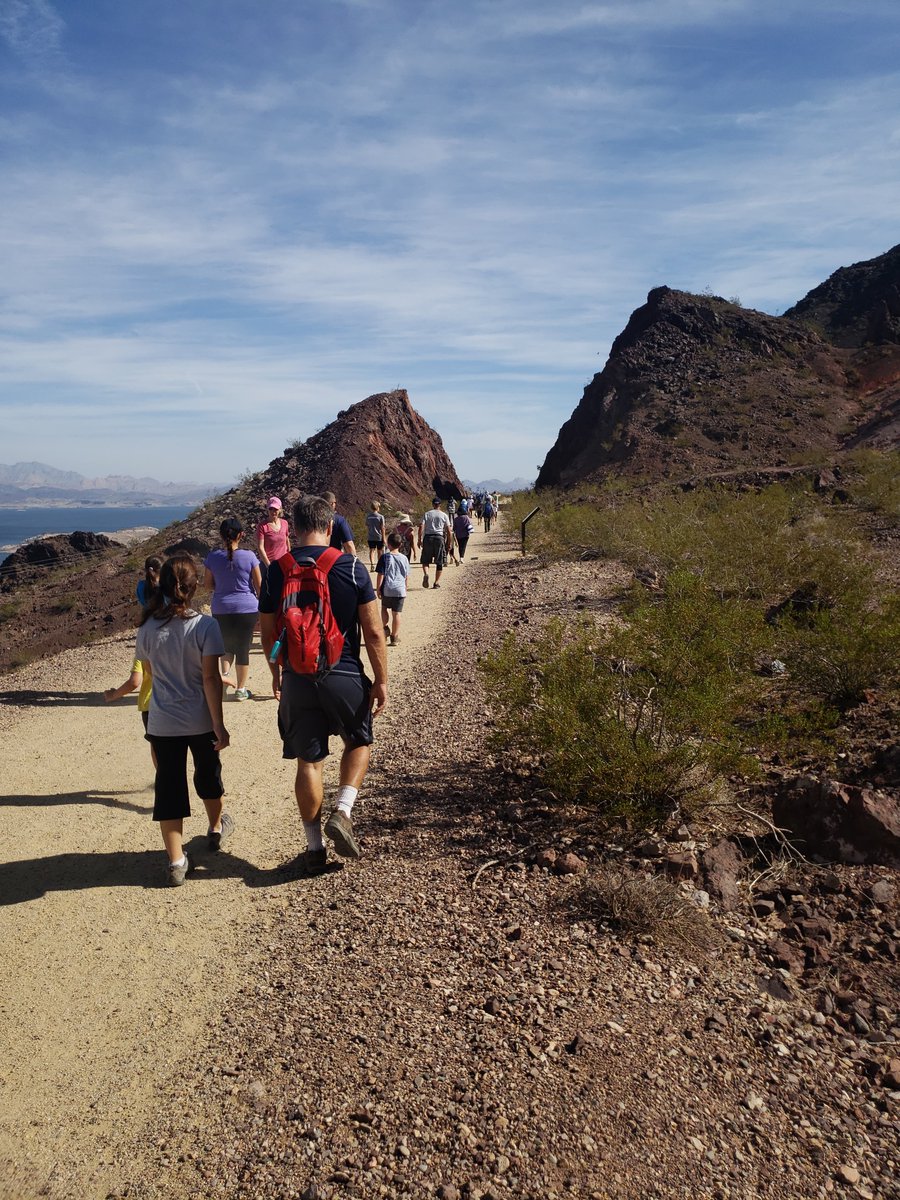 lasvegasymca's tweet photo. We had SIXTY Y ‘Take a Hike’ hikers on our last adventure to the @lakemeadnps Historic Railroad Trail! Next hike scheduled 10/27 at #SloanCanyon! Sign up here: https://t.co/pUmuheTftz. FREE! No hiking experience necessary; all ages welcome! ⛰️ #LetsMoveOutside #ForABetterUs https://t.co/VqPjMy9ALU