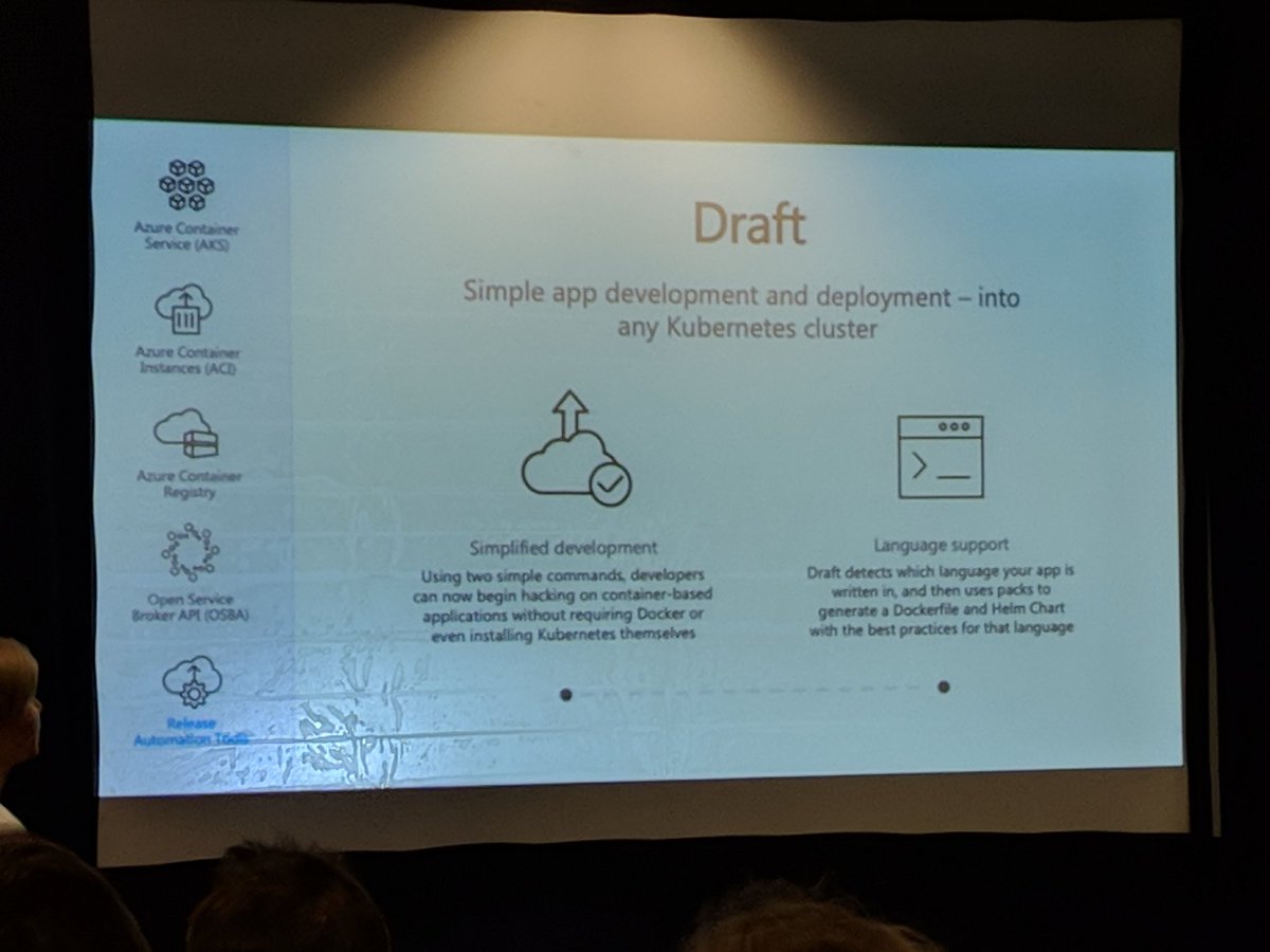 #Draft looks like a great way of automating the generation of #helm charts and #kubernetes resources <a href="/jldeen/">Jessica Deen</a> <a href="/jaxlondon/">JAX London</a> #JAXLondon