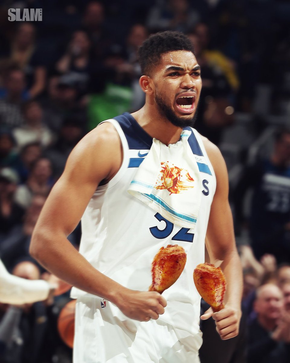 SLAMonline's tweet photo. BBQ CHICKEN ALERT 🍗🚨
Karl-Anthony Towns comes in at No. 13 on the #SLAMTop50: https://t.co/vVYOF7YK83 https://t.co/O7A1dQKm9d