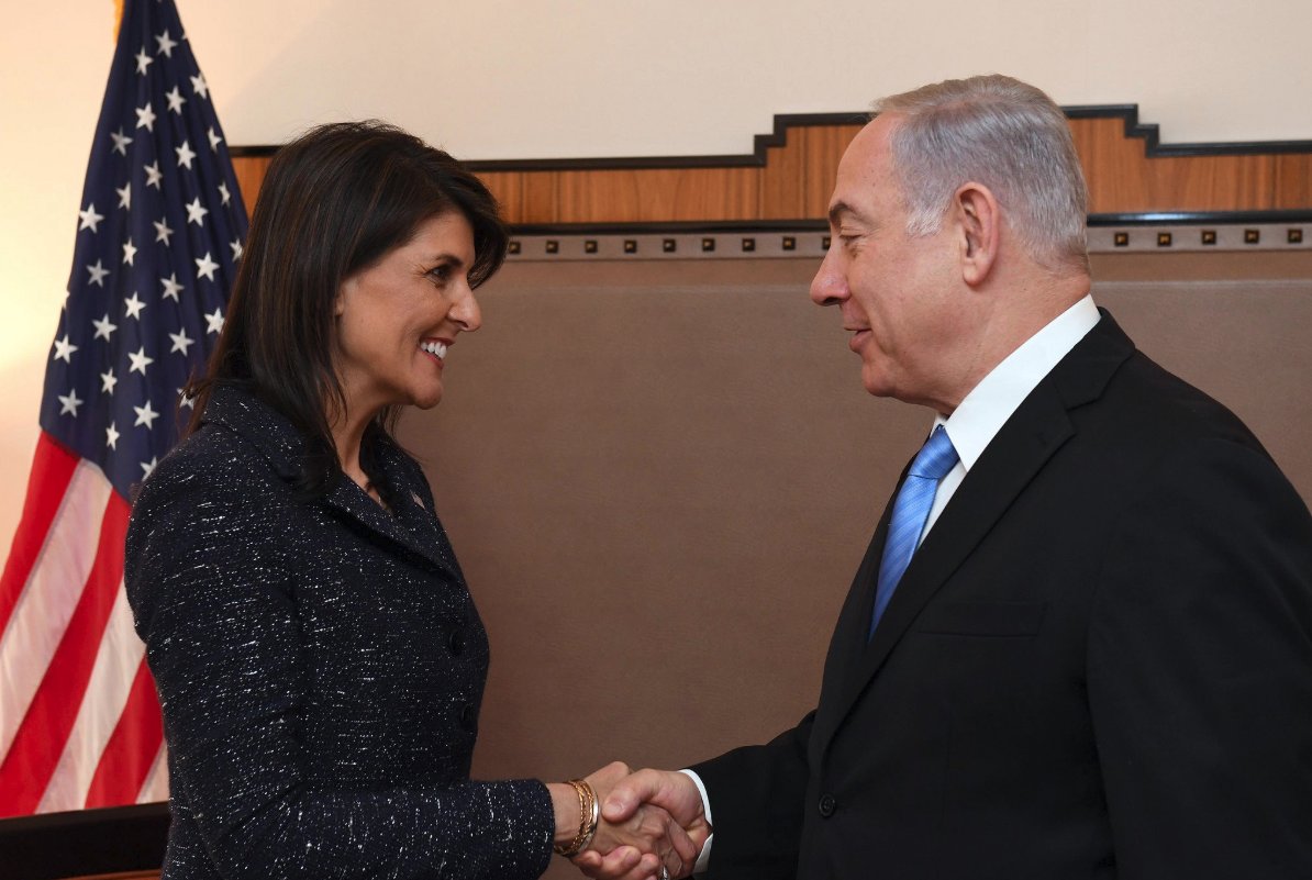 .<a href="/IsraeliPM/">Prime Minister of Israel</a> Benjamin Netanyahu: "I would like to thank Ambassador @nikkihaley, who led the uncompromising struggle against hypocrisy at the UN, and on behalf of the  truth and  justice of our country. Best of luck!"