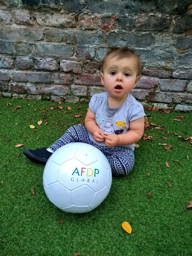 SmudgerAndy's tweet photo. @AFDPGlobal @Huracanfclondon First thing she wanted to do when home from nursery was play with her new #AFDPGlobal football! #Lionesses #NotStagedByDad https://t.co/W3P23k4Hzt
