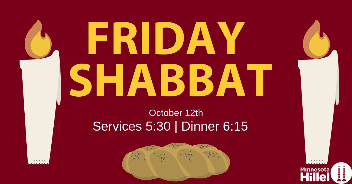 MNHillel's tweet photo. Another Friday, another Shabbat! Come down to Hillel this Friday to celebrate and reflect on your week's work! https://t.co/lNiVeUvZ0X