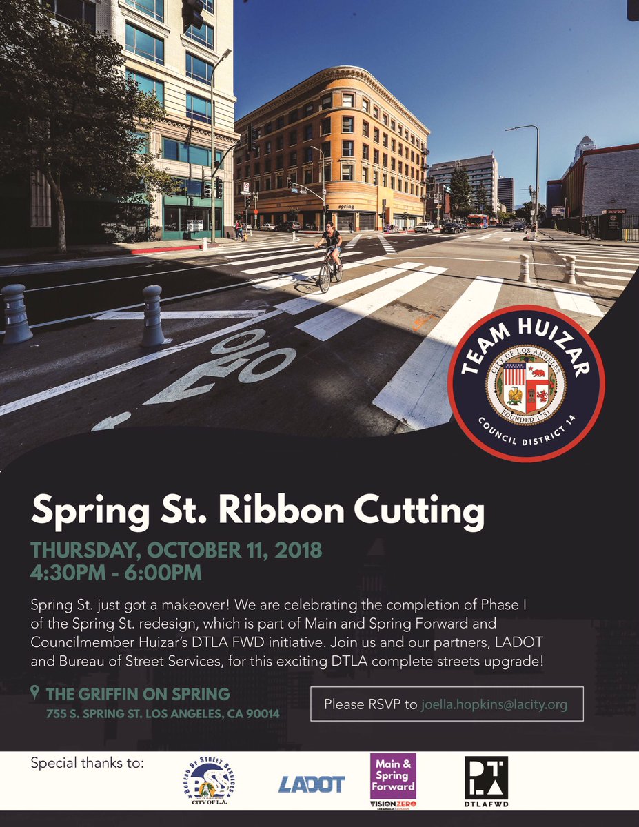HistoricCore's tweet photo. Don't forget to come celebrate the Spring St redesign for #MainAndSpringFwd with @josehuizar tomorrow from 4:30 to 6 pm! https://t.co/n8xwbiSsi9