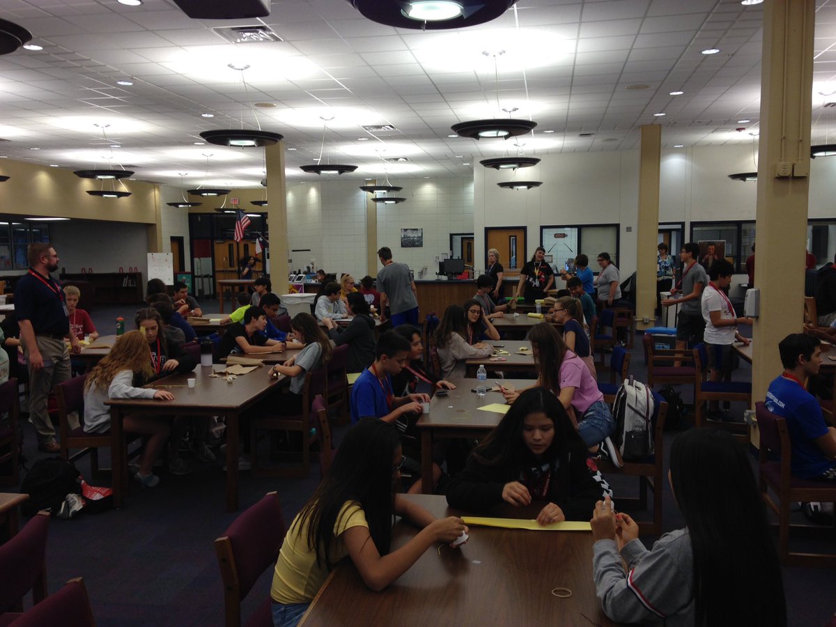 Bergersci's tweet photo. Launching our Fall STEMposium projects today @MustangSTEM Starting things off with a little team building design challenge #GHSunity https://t.co/yv7WvwsMAF