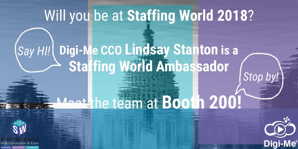 digimevideo's tweet photo. Will you be at #StaffingWorld #2018? Stop by @digimevideo #Booth 200 and say #hello! @StaffingTweets 
.
#staffingworld2018 #video #videos #videojobs #HR #humanresources #recruiting #tech #technology #techpark #asa #americanstaffingassociation #staffing #washingtondc #digimevideo https://t.co/9XDPV6FMSD