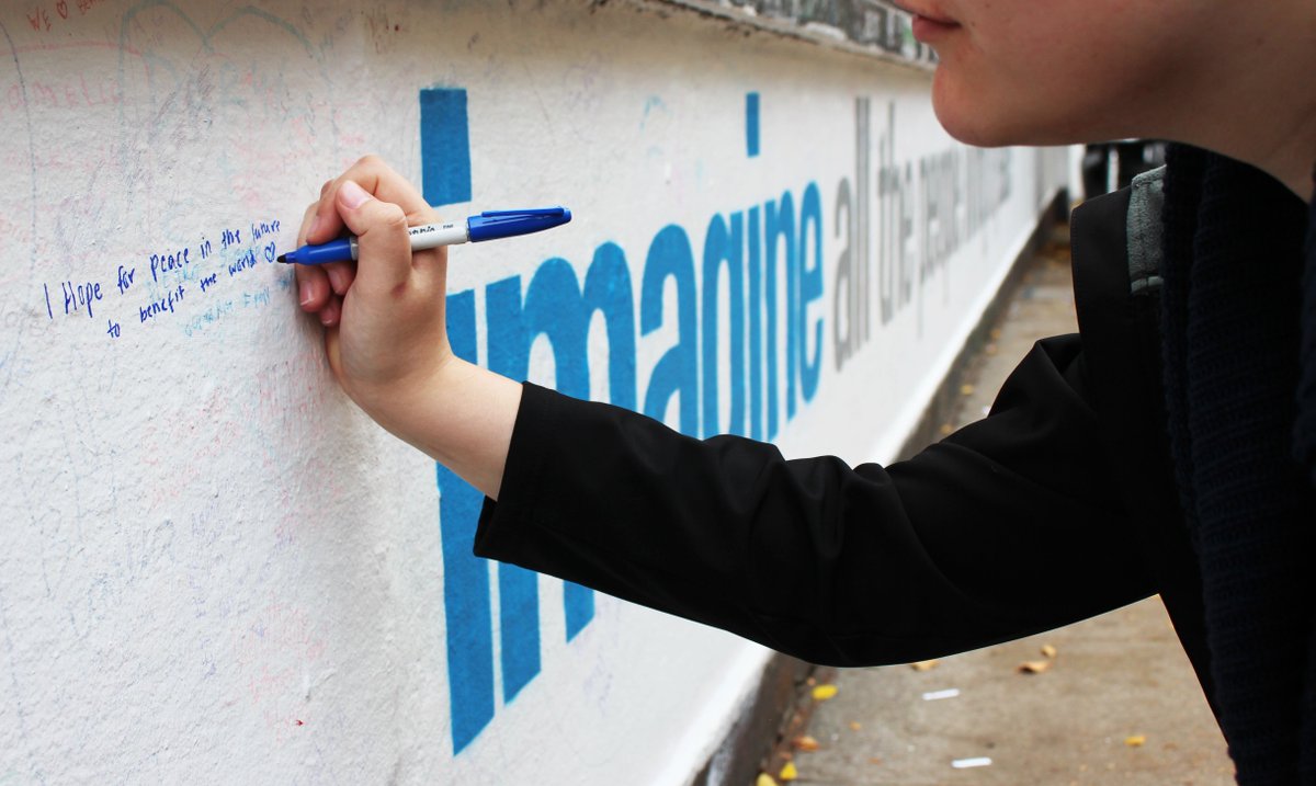 AbbeyRoad's tweet photo. Today marks the birthday of the legendary @JohnLennon. To celebrate what would have been Lennon’s 78th birthday &amp; the iconic 1971 album Imagine featuring his famous plea for peace, we invite you to write your own message for a better world on our wall.  https://t.co/yKUQnwsVYs https://t.co/lBjIOs3GrW