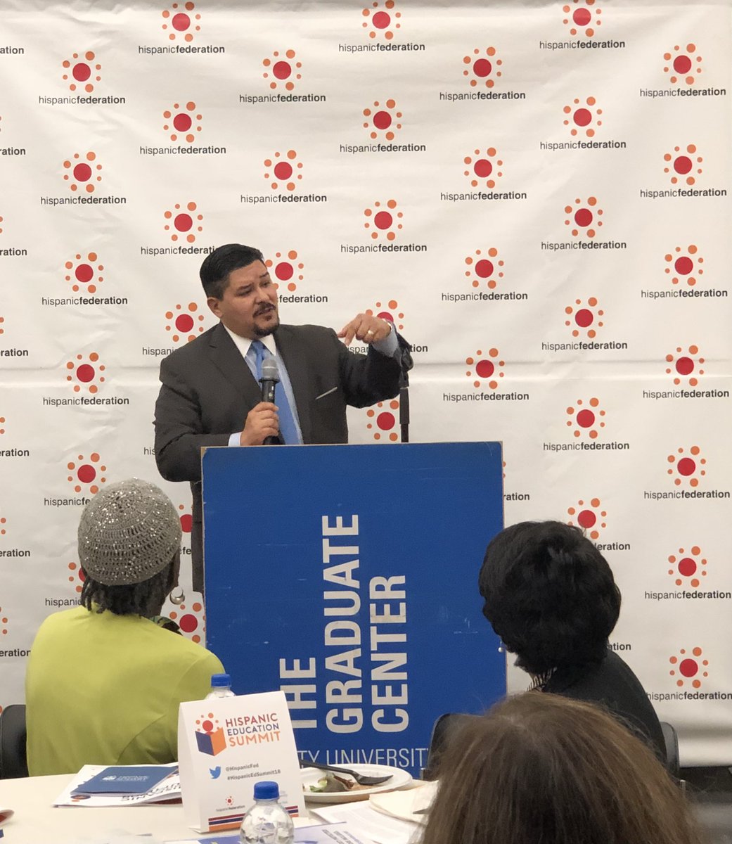 HispanicFed's tweet photo. “The bad news is that there are educational policies that are not good for our kids. The good news is the collective “we” can change those policies.” @NYCSchools Chancellor Richard Carranza. #HispanicEdSummit18 https://t.co/kdnnCZUApk