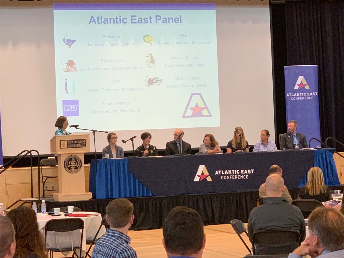 IUMightyMacs's tweet photo. Immaculata Athletics was well-represented at today’s Atlantic East Conference Integration Symposium hosted by Neumann University!
Special thanks to Michaela Petito and Connor Lindsay for serving as IU’s student-athlete ambassadors!
#OneIU #GoMacs https://t.co/6XWuHHWx2p