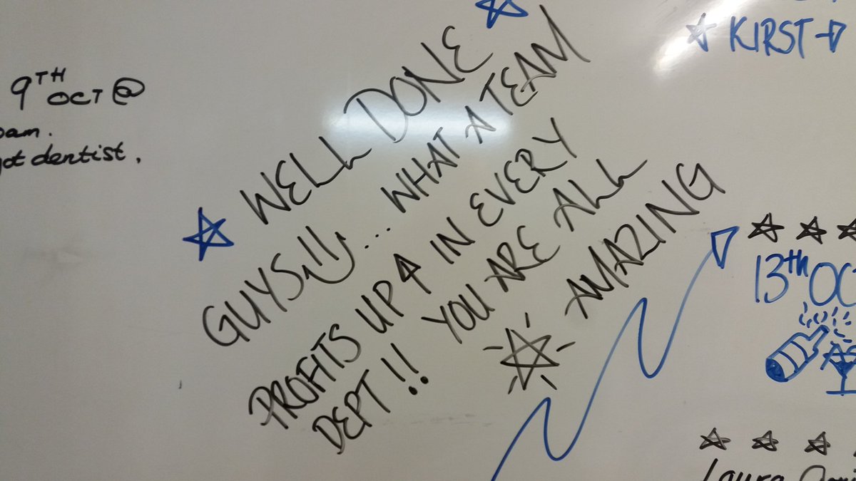 Good to tell your staff they have done well.