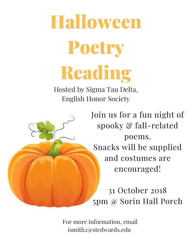 seu_WRIT's tweet photo. Make sure to come out to hear some spooky fall poetry and of course FREE SNACKS!! https://t.co/GYxr0td033