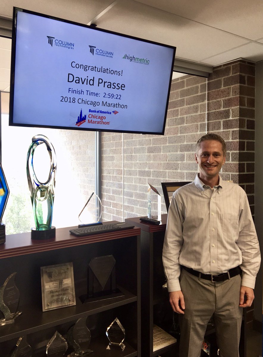 MajorKeyTech's tweet photo. Congratulations David Prasse, VP of Consulting Services! David participated in this weekend’s Chicago Marathon with a great time of 2:59.22. His placement in the marathon was 1,263 (Overall), from a record 44,571 runners, placing him in the top 2%! #ChicagoMarathon #ColumnTeam https://t.co/3UuHgfDJCX