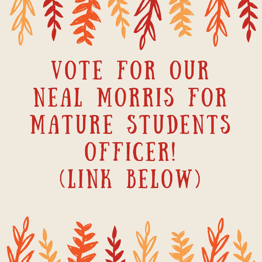 Our social secretary, Neal Morris, is running as Mature Students' Officer for Student Council! If elected, Neal will represent us mature students and ensure that our voices are heard.

You can cast your vote here: worcsu.com/yourvoice/elec…