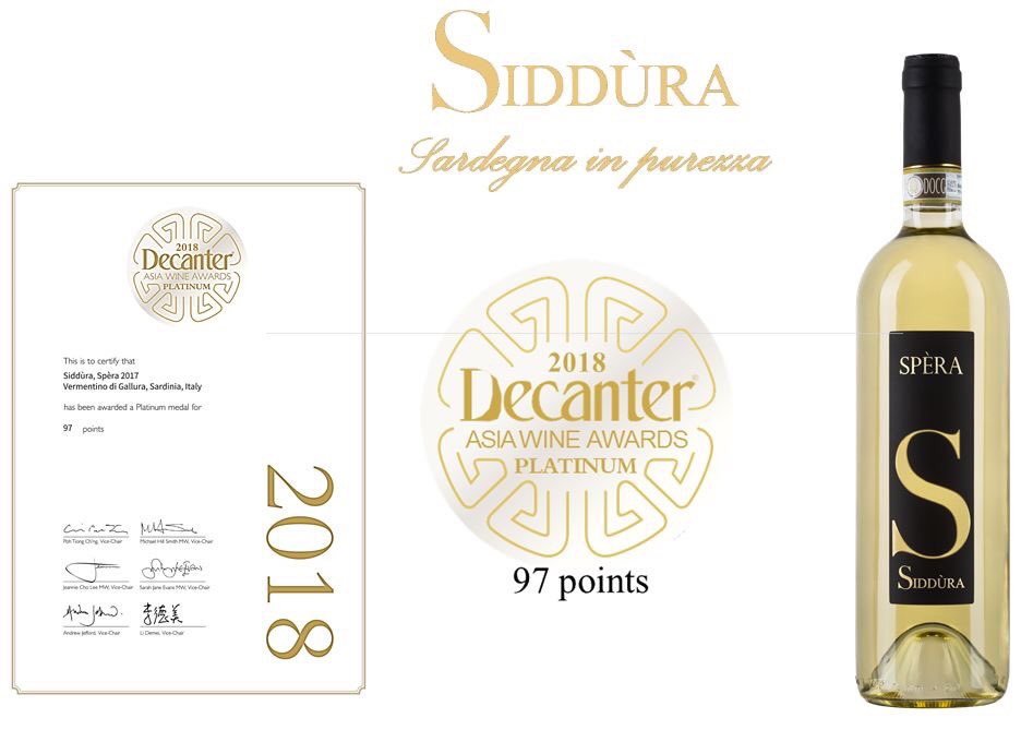 Siddurasrl's tweet photo. IL MIGLIORE TRA I MIGLIORI
Il Decanter ha assegnato la medaglia di platino, il massimo riconoscimento possibile a Spèra di @Siddurasrl. L’ambito premio è stato assegnato alla cantina di Luogosanto durante l’edizione 2018 del Decanter Asia Wine Award #winery https://t.co/vVagd8kDV6